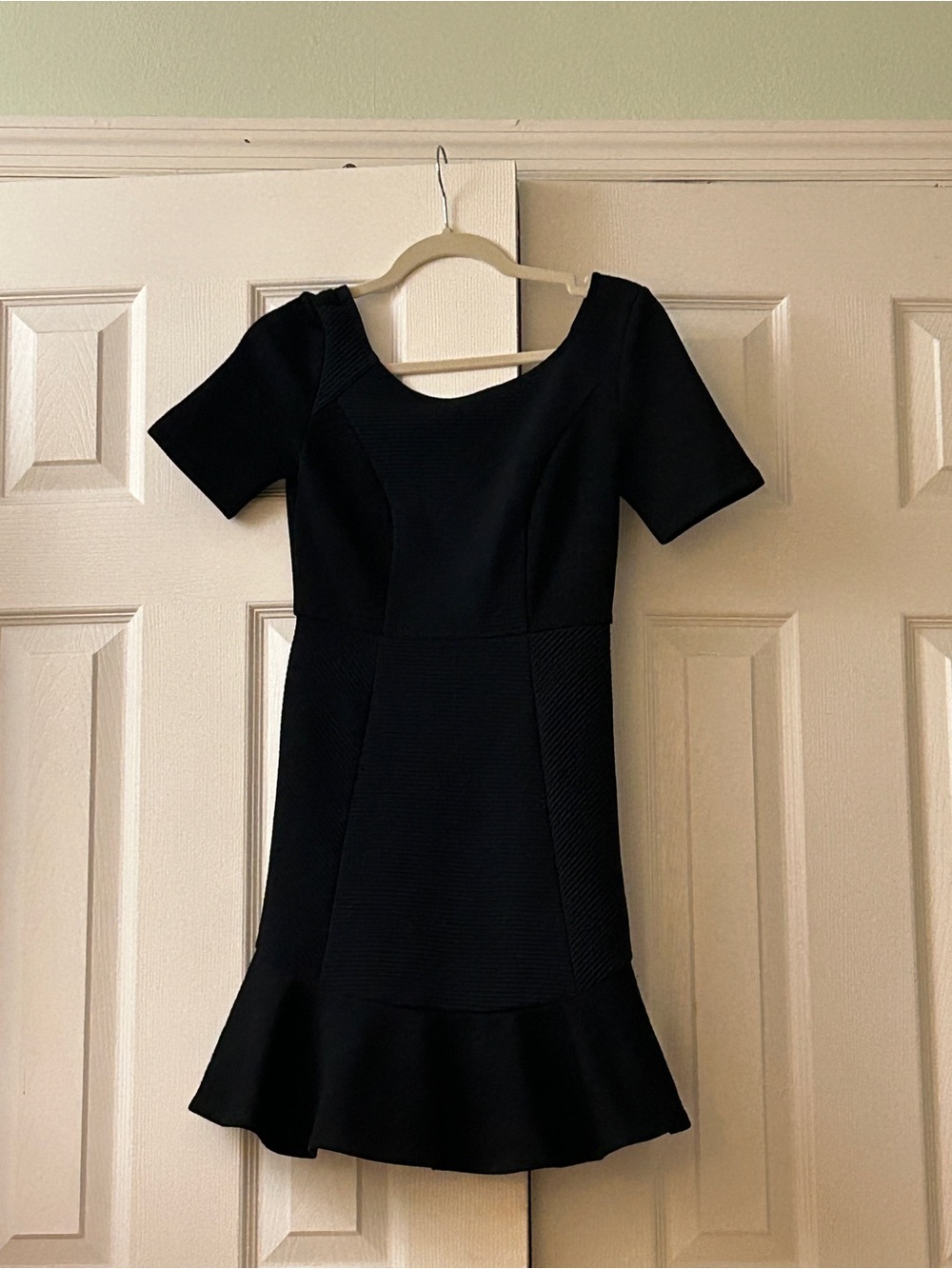 Anthropologie HD in Paris Black Flounce Dress Sz 00 Textured Knit LBD Whimsygoth